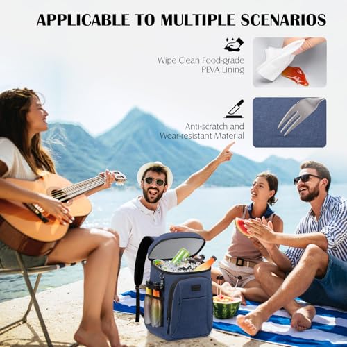 Tuwubi Cooler Backpack 35 Cans, Backpack Coolers Insulated Leak Proof for Men Women, Waterproof Soft Sided Lunch Camping Beach Travel Ice Chest Backpack Cooler Bag Blue - image 7