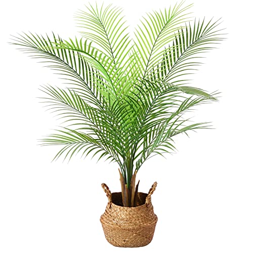 Oakred Artificial Palm Tree 36 Inch Fake Plants Artificial Paradise Palm Plant Faux Trees For Home Decor Indoor Outdoor Ornaments With Seagrass Basket,Set Of 1 #TOP11
