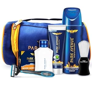 Park Avenue Good Morning Grooming Collection 7 in-1 Combo Grooming Kit for Men | Gift Set for Men | Father’s Day Gift for Dad | Shaving Kit for Men | Shaving Foam | After Shave | Gift Hamper for Men, Husband, Boyfriend | Free Travel Pouch Inside