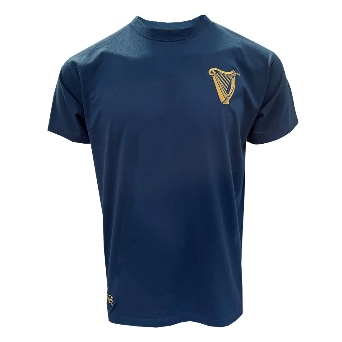 Traditional Craft Guinness Harp T-Shirt for Men Ireland Short Sleeve Airforce Blue Vintage Label, Blue, Medium