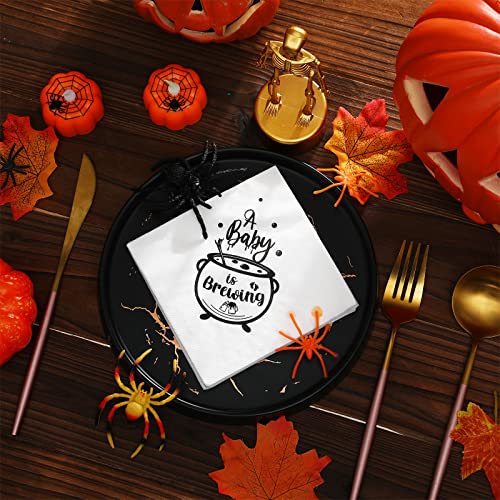 Halloween Baby Shower Napkins, A Baby Is Brewing Baby Shower Decorations Halloween Baby Napkins Shower Gender Reveal Party Decorations Halloween Baby Shower Disposable Napkins 5 X 5 In (100 Pcs) #TOP5