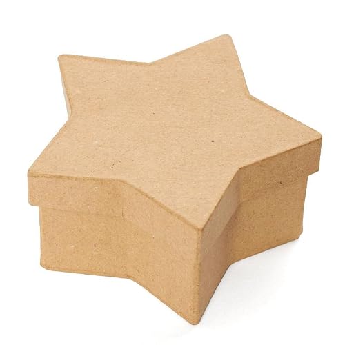 Pack of 24 Paper Mache Assorted Boxes - Cardboard Papier Mache Star and Heart Shape Boxes with Lids - Unfinished Premade Craft Box to Paint, Decoupage, and Decorate for Jewelry, Crafts, and More