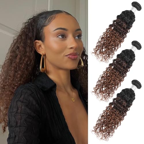 Anmetan 12A Brown Ombre Human Hair Bundles Water Wave 16