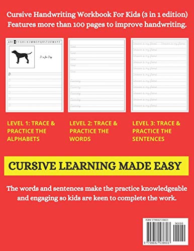 Cursive Handwriting Workbook For Kids: 3 in 1 Cursive Tracing Master Book for Beginners. Learn Writing in Cursive for 2nd 3rd & 5th graders. Includes ... and Sentences Book With Images & Quotes. - Image 2