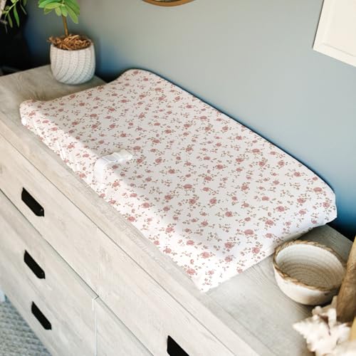 Image of Sorrel + Fern Baby Changing Pad Cover 2-Pack for Girls (Juliette) - Premium Fitted Sheets Baby Diaper Changing Table Cover - Buttery Soft Cotton Blend