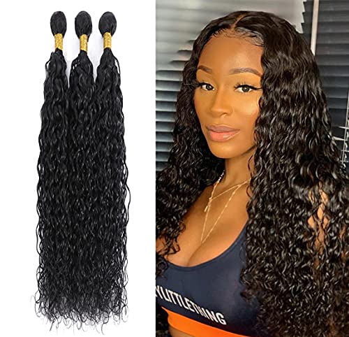 Brazilian Water Wave Bundles Grade 8A 3 Bundle Unprocessed Virgin Hair Weave Double Weft Hair Extensions For Women Deep Water Wave Human Hair Bundle 22 24 26 inch