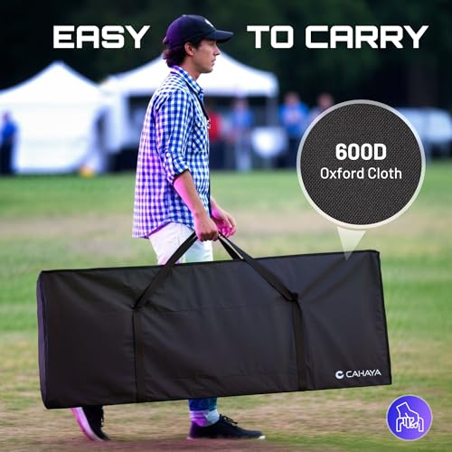 Image of CAHAYA DJ Booth Stand Portable - DJ Table Facade for Laptop & Controller Double Top Corners Black & White Scrims for Lighting Easy Setup Foldable Storage with Bag 40 inchL x 20 inchW