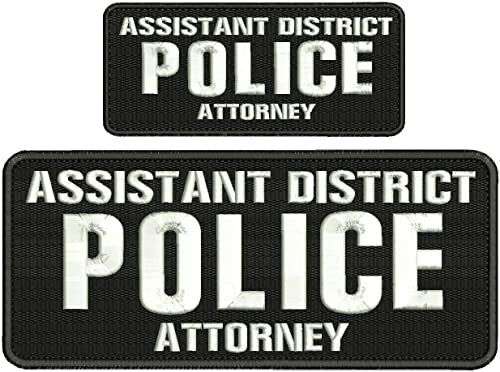 Special Patches for Velcro Patches for Uniform for Assistant District Police Attorney Embroidery Patch 4x10 & 2.5x6 Hook White Model-Q-X988-2649