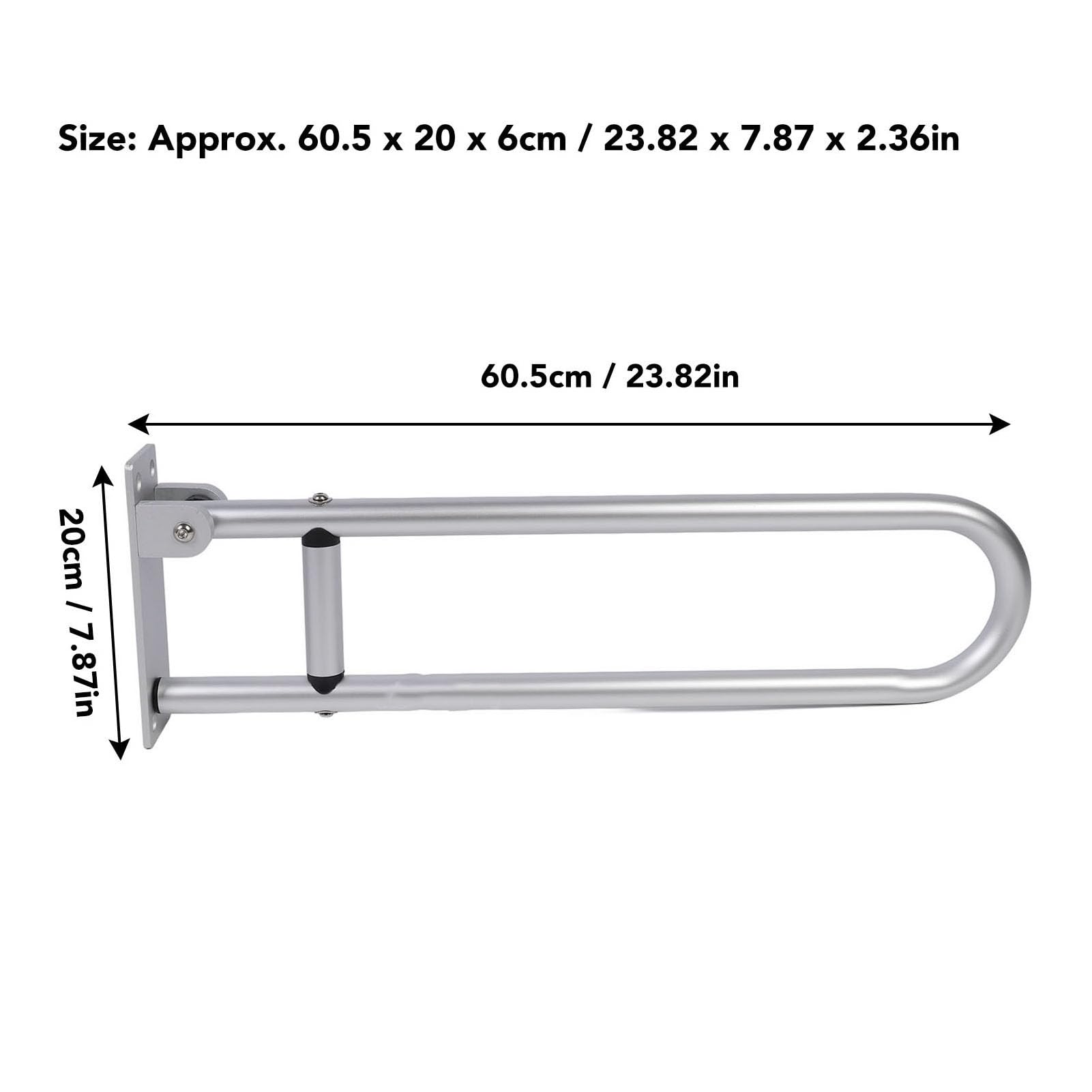 Podnoszony uchwyt do WC, 59,9 cm (23,8 cala), balustrada bezpieczeństwa WC, stop aluminium, regulowana, antypoślizgowa poręcz do WC, uchwyty do łazienki, kuchni, z