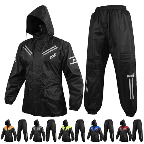 BYKR Waterproof Outdoors Motorcycle Rain Suits for Men & Women Cycling 2-Piece Breathable & Windproof Wet Weather Protection
