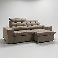 Sofá Conforto Plus Reclinável e Retrátil Aurora Veludo LIMOV (Capuccino, 1,50m)