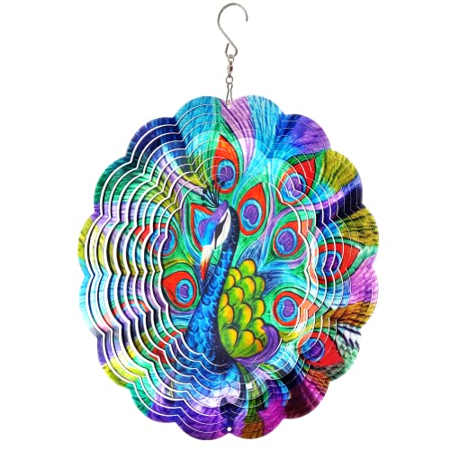 Fonmy Wind Spinner Stainless Steel 3D Hanging Garden Decoration For Indoor Outdoor Metal Wind Spinners Peacock-12Inch #TOP18
