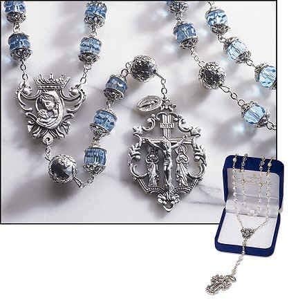 Sapphire Women's Rosary Features mm Loreto Our Father Beads