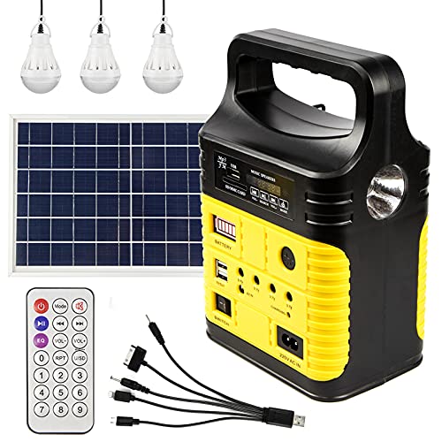 Solar Generator - Portable Power Station for Emergency Power Supply,Portable Generators for Camping,Home Use&Outdoor,Solar Powered Generator With Panel Including 3 Sets LED Light (Yellow)