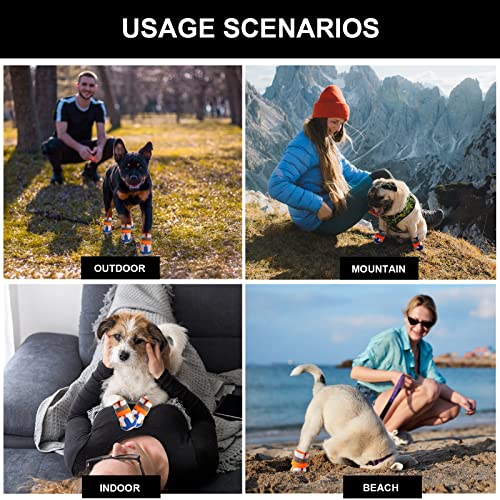 Dog Shoes For Large Dogs: Breathable Medium Dog Boots Paw Protector For Summer Hot Pavement Winter Snow, Outdoor Walking Dog Booties, Indoor Hardfloors Anti-Slip Sole Orange & Blue 4Pcs-Size 6 #TOP2