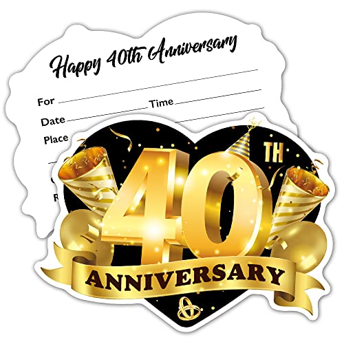 Zbbfscsb 15 Pack 40Th Anniversary Heart Shape Filled Invitations With Envelopes, 40Th Wedding Anniversary Party Invitation Card, 40Th Together Party Invitations #TOP6
