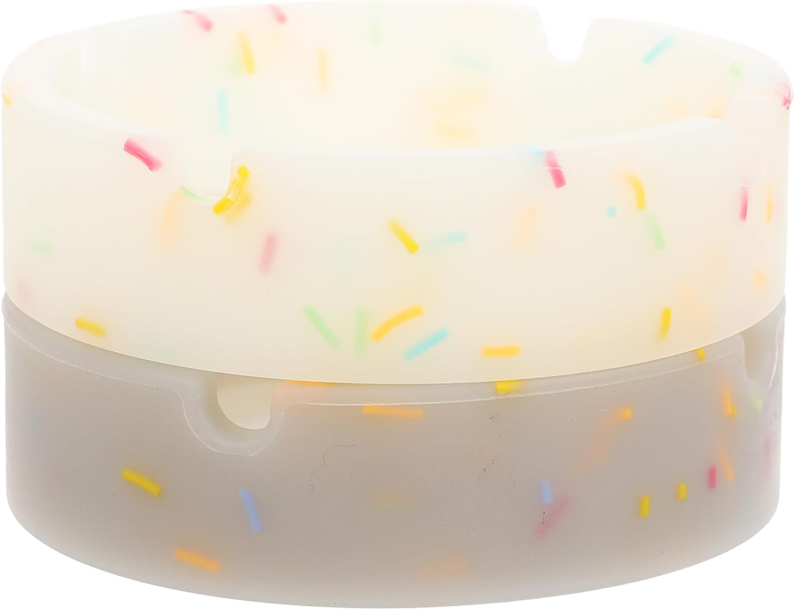 2pcs Silicone Luminous Ashtray Set, round Desktop Ash Container in Fluorescent White Gray, Nonstick Soot Storage Tray for Living Room and Home Décor