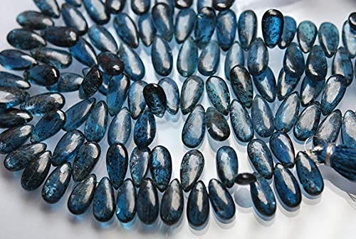 Kyanite mousse naturelle briolette poire 15x7mm perle pierre fine pour boucle oreille