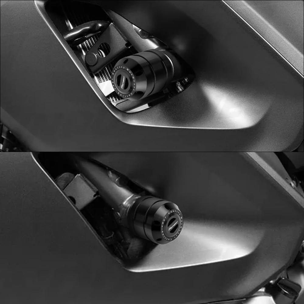 Sturzprotektoren für MT-07/FZ-07 13-24 YZF-R7 22-24 XSR 700 16-24 Tracer 7/Tracer 7 GT 21-23 Tracer 700 16-20 CNC Crash-Pads Rahmenschoner Sturzpads Zubehör (Schwarz)