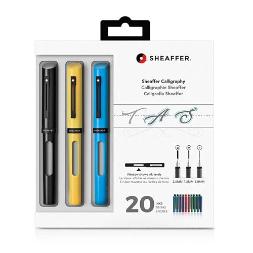 Sheaffer 93400 Calligraphy Fountain Pen – Black, Yellow & Blue With Black Trim
