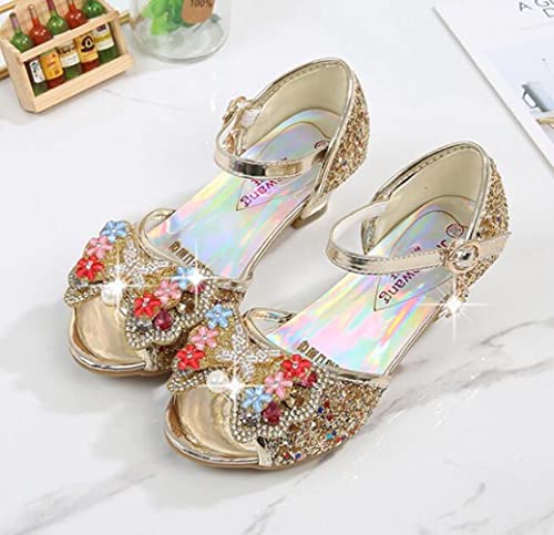 Girls Sandals Glittler Bow Dress Shoes Princess High Heels Party Wedding Flower for Kid Toddler3