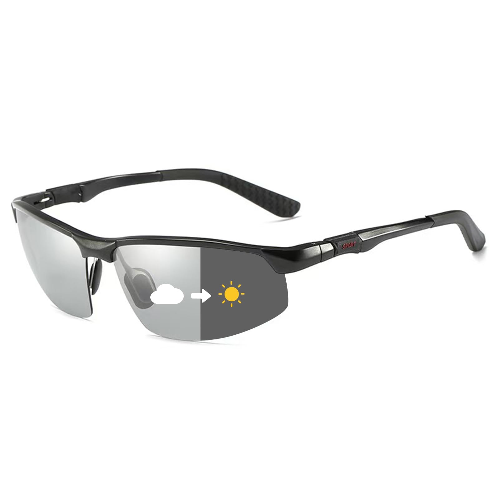 Occhiali da sole polarizzati fotocromatici per gli uomini Sport Day & Night Vison Driving Glasses Anti Glare Shades Spring Hinges