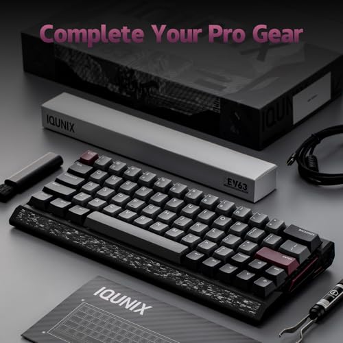 Image of IQUNIX EV63 Hall Effect Magnetic Gaming Keyboard 60% | 0.01mm Rapid Trigger, Adjustable Actuation, 0.125ms Latency, Hot-Swap, SOCD, RGB, Aluminum with Forged Carbon (Dark Purple)