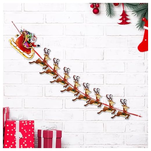 Pere Noel Decoration Premium Réutilisable - Guirlande Noel Pere Noel et Ses Rennes, Guirlande Papier Noel, Banderole Noel, Decoration Noel Interieur Maison, Bannière de Noël avec Traineau Pere Noel