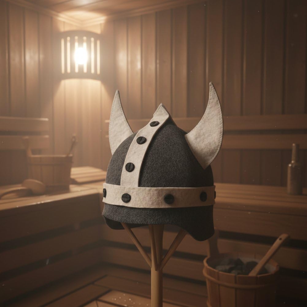 Chapeau De Sauna Viking en Feutre De Laine pour Sauna Finlandais, Hammam
