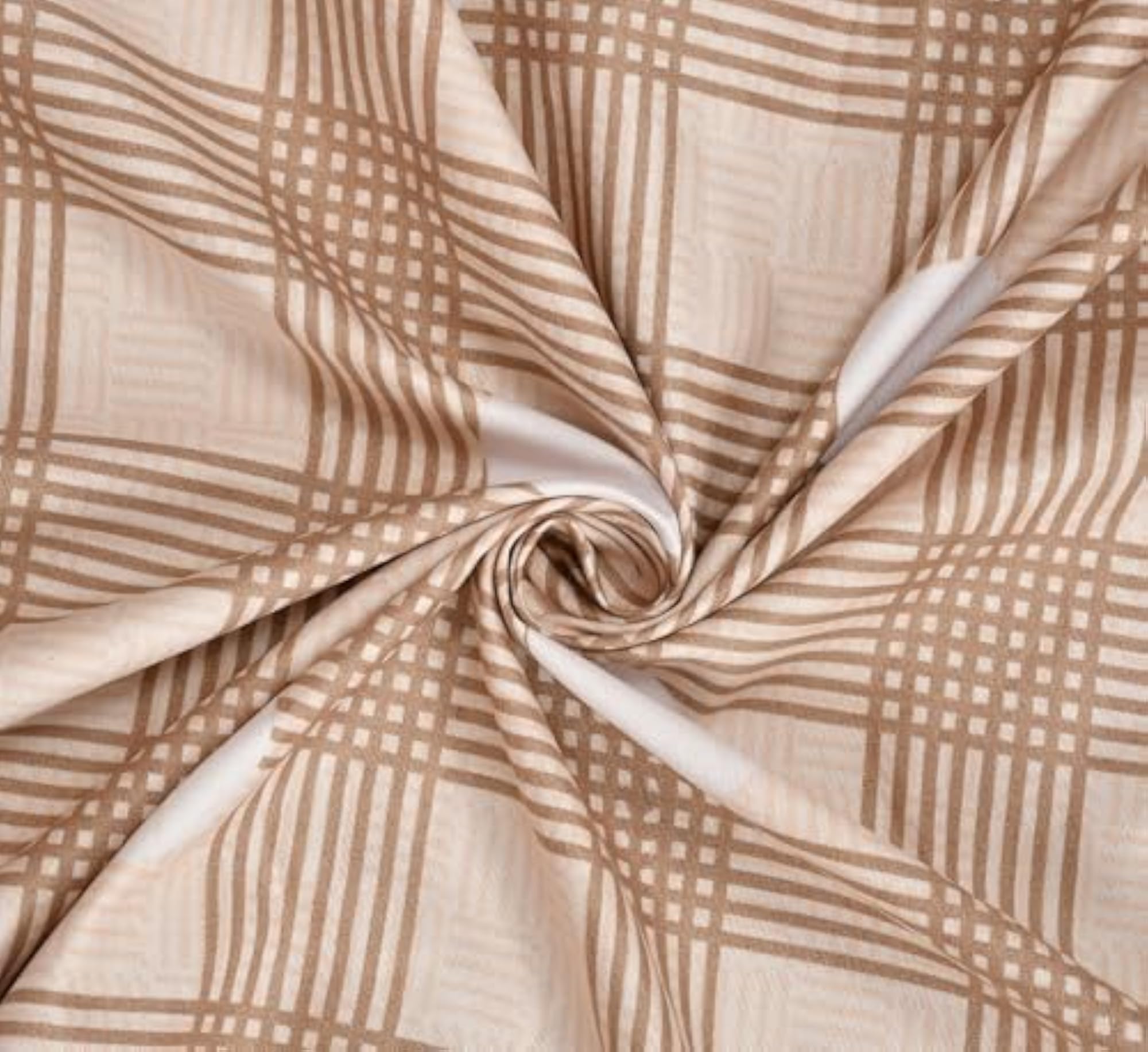 Polycotton Premium Printed Supersoft Elastic Fitted Single Bed Bedsheet with 2 Pillow Covers, Brown