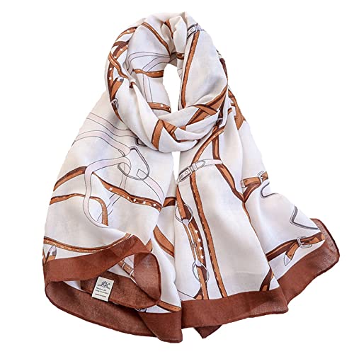 LANKEE Linen Scarf Women Cotton Shawl White Scarf Cotton Colour Block Neckerchief Warm Cloth Lightweight Muffle Long Head Wrap Hijab Muslim Belt Scarf Christmas Decorations Scarf White, L180/W85
