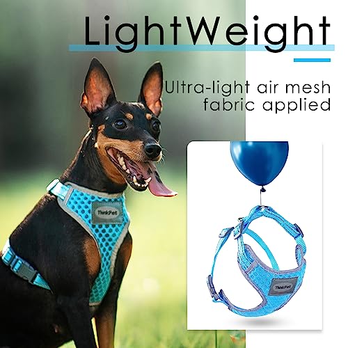 Thinkpet Reflective Breathable Soft Air Mesh No Pull Puppy Choke Free Over Head Vest Ventilation Harness For Puppy Small Medium Dogs And Cats(Xs,Light Blue) #TOP2