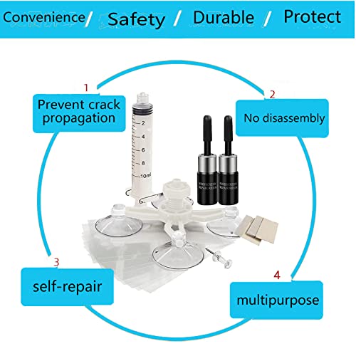 Auronp Windshield Repair Kit,Glass Repair Fluid Windshield Crack Repair Kit With Pressure Syringes,2 Pcs Car Windshield Chip Repair Kit Glass Repair Kit Quick Fix For Chips, Cracks, Star-Shaped Crack #TOP3