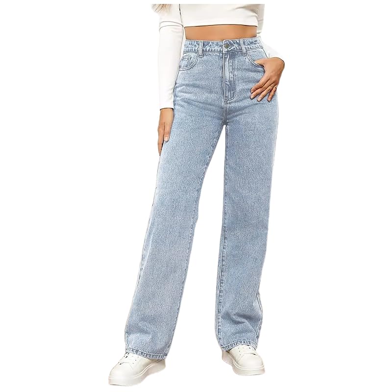 Woman Wide Leg Jeans High Waisted Baggy Jeans Boyfriend Jean Elastic Waist Stretchy Jean Straight Leg Womens3