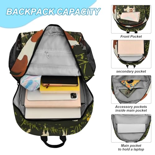 Kids Backpacks Set Cow Grass Bull Animal Boys Girls Backpack with Lunch Bag Toddler Bookbag4