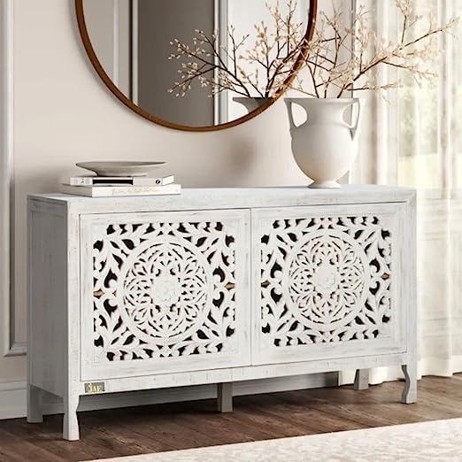 UMAR Arts Cabinet for Storage Wooden Furniture | Sideboard Cabinet Living Room | Crockery Cabinet Furniture | Dining Room, Solid Mango Wood-image-7