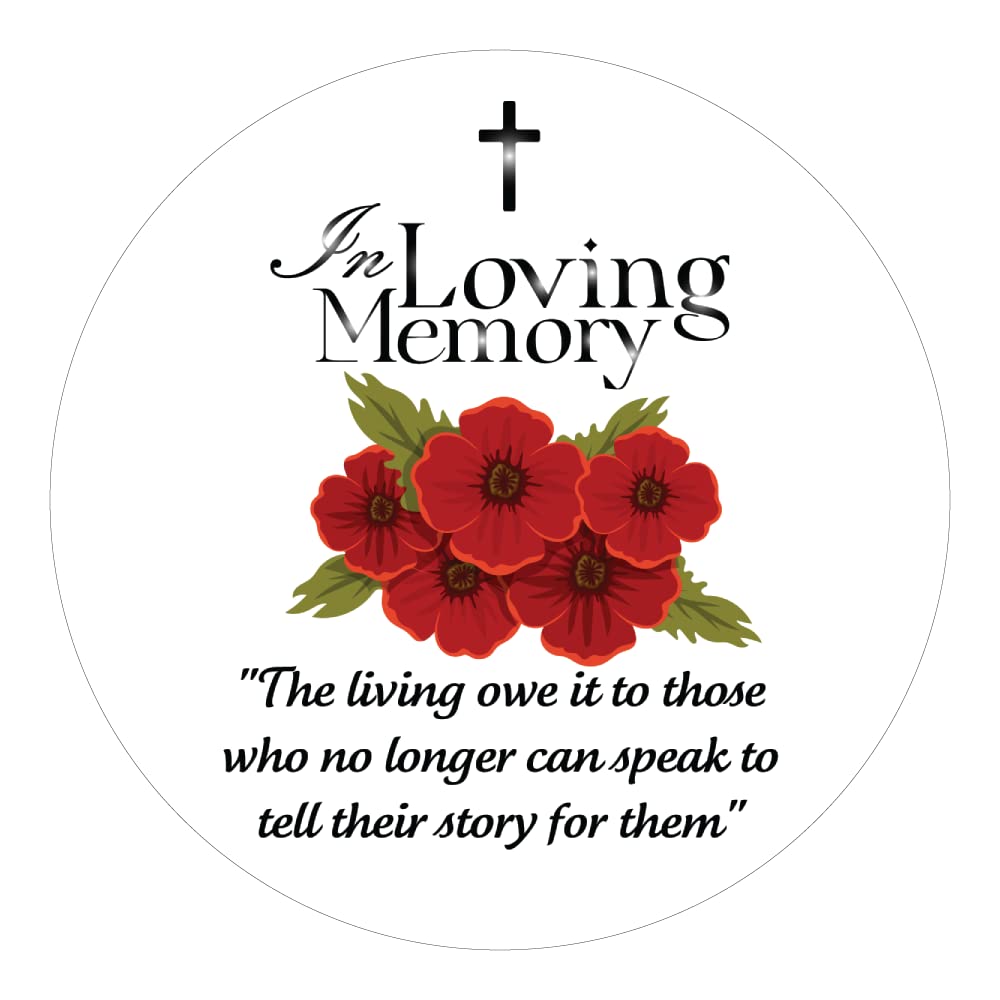 Pack of 18 Clear Remembrance Day Decorations Label (65 mm) Poppies for Remembrance Day for Doors, FridgePapa Prints®