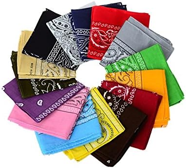 WML Bandanas Assorted Colors Pack - Dozen Cotton Cowboy Bandana Scarf Funny Party Hats