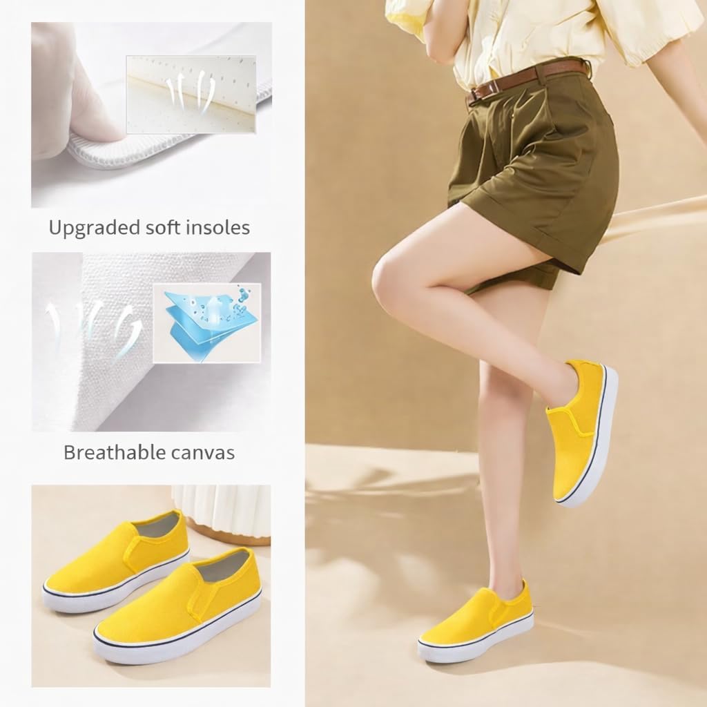 Emma Shoes Low-Top Slip Ons Women's Fashion Sneakers Casual Canvas Sneakers for Women Comfortable Flats Breathable Padded Insole Slip on Sneakers Women Low Slip on Shoes - Image 6
