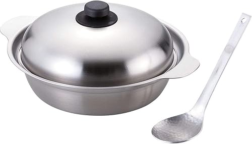 Wahei Freiz TY-029 Tsubame Sanjo - Olla de mesa de acero inoxidable, 10.2 pulgadas (10.2 in) y juego de cucharón, compatible con IH, fabricada en