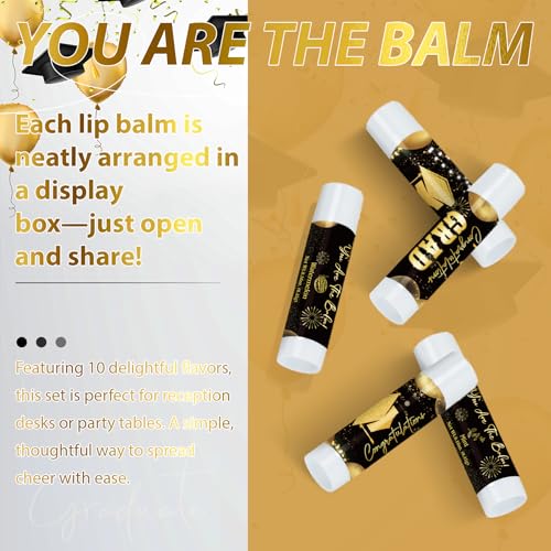 Image of 50 Pack Graduation Lip Balms Party Gifts Bulk Congrats Grad Class of 2026 You Are The Balm School College Inspirational Graduation Gifts for Students Her Him Women Men Friends Classmates, Black