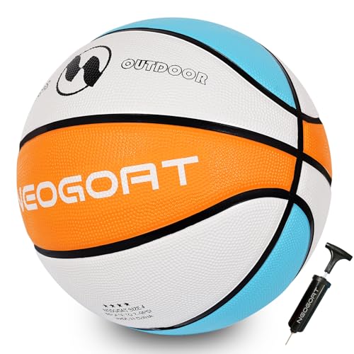 NEOGOAT Kids Youth Size 4 Basketball 25.5 Durable High-Bounce Thickened Rubber Mini Size 4 Basketball for in & Outdoor Play for Boys & Girls Ages 4-8 (Deflated with Pump)