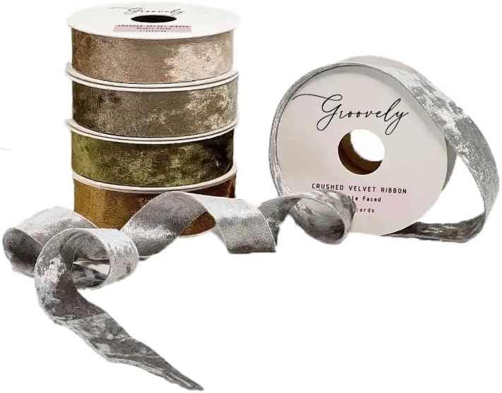 Miniatura 6 de Juego de cintas de terciopelo de 1 pulgada x 10 yardas, cinta de terciopelo de lujo para árbol de Navidad, envoltura de regalos, cinta de Halloween,