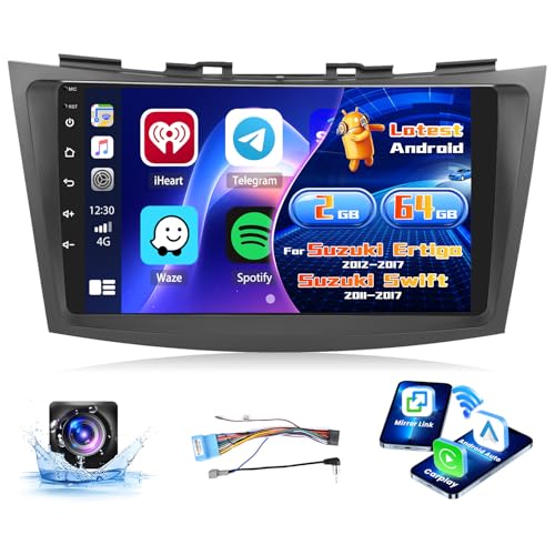 Inefala 2G+64G Poste Radio pour Suzuki Ertiga 2012-2017 Suzuki Swift 2011-2017, 9'' Android 15 Ecran avec sans Fil Carplay/Android Auto Lien Miroir GPS Radio...