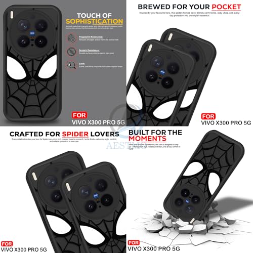 Image of AESTMO Back Case Cover for Vivo X300 Pro 5G Cover | Spidey Face Mask Design | Silicone Case | Full Body Protection | Camera Protection Back Cover for Vivo X300 Pro 5G (Black)