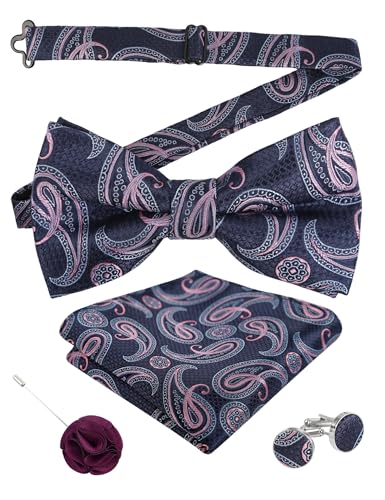 Image of Alizeal Mens 4pcs Vintage Paisley Bow Tie Set