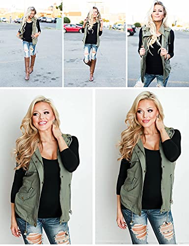 BBX Lephsnt Womens Utility Vest Drawstring Waist Military Sleeveless Jacket2