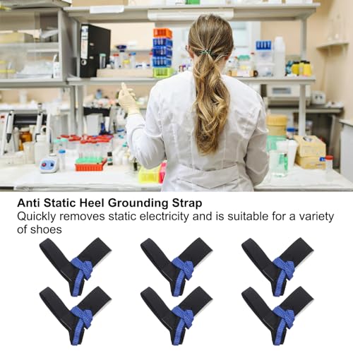Image of MECCANIXITY 6pcs ESD Anti Static Foot Heel Straps Anti Static Wrist Strap Band Adjustable for Grounding Removing Static Black