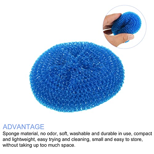 Image of METALLIXITY Dish Scrubber (85 x 37mm /3.3 inch x 1 inch) 3pcs, Round Scrubber Mesh Scouring Pad Non-Scratch Scrub Sponges - for Washing Dishes and Cleaning Kitchen, Blue