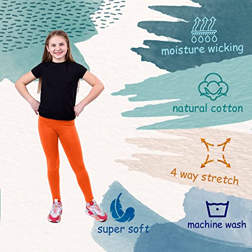 Silky Toes Little and Big Girls Premium Cotton Leggings/Size 2t to 16/ Many Colors for School Uniform Orange4